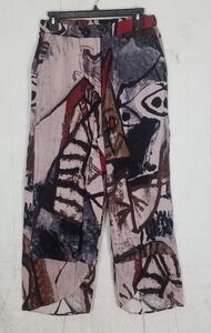 E retro printed tulip hemline boho  trouser